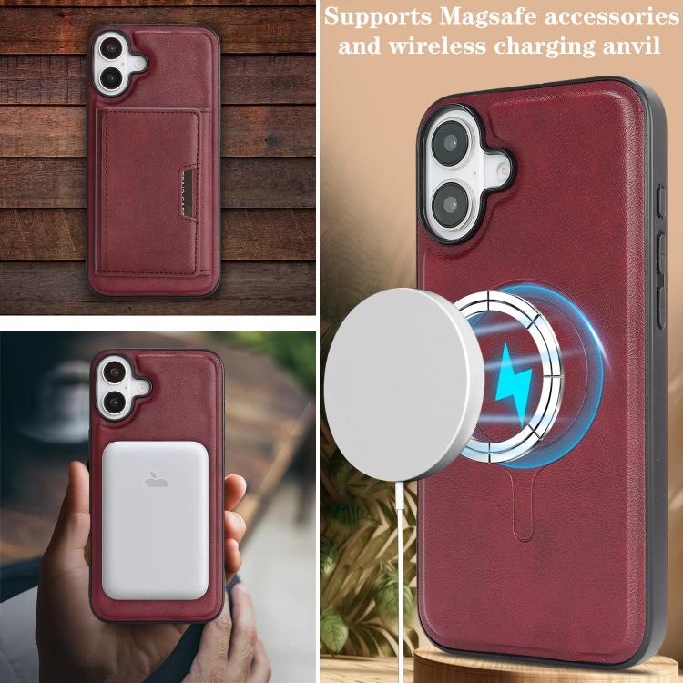 For iPhone 17 Kalebol Strong Magnetic MagSafe Tri-Fold Wallet Leather Phone Case