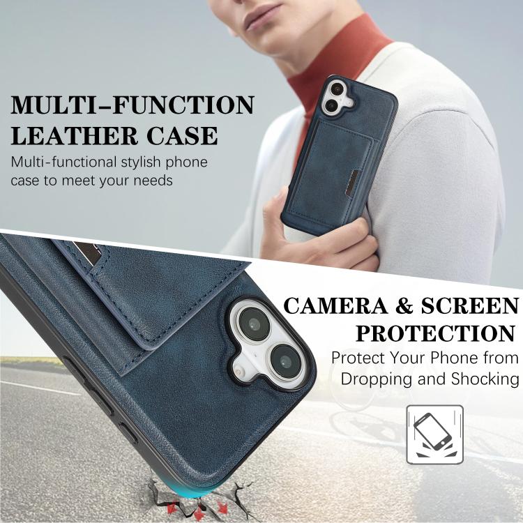 For iPhone 17 Kalebol Strong Magnetic MagSafe Tri-Fold Wallet Leather Phone Case