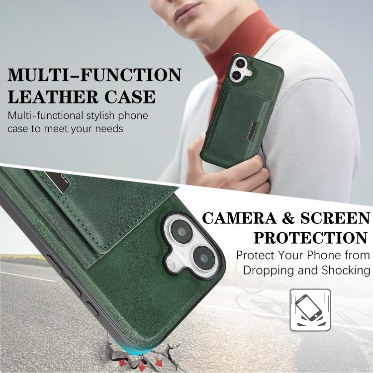For iPhone 17 Kalebol Strong Magnetic MagSafe Tri-Fold Wallet Leather Phone Case