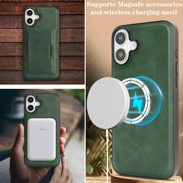 For iPhone 17 Kalebol Strong Magnetic MagSafe Tri-Fold Wallet Leather Phone Case