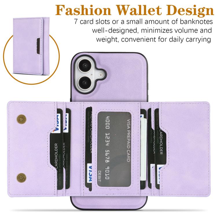 For iPhone 17 Kalebol Strong Magnetic MagSafe Tri-Fold Wallet Leather Phone Case