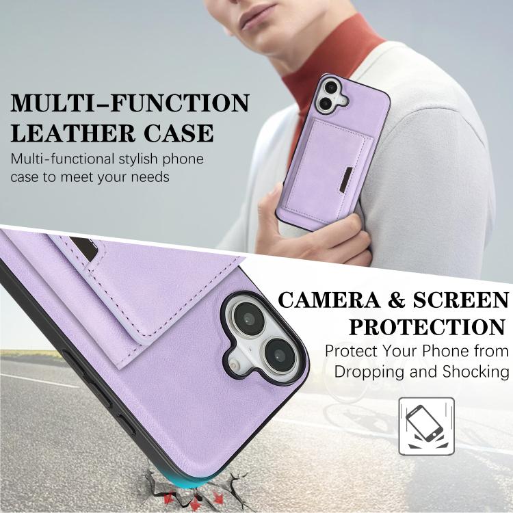 For iPhone 17 Kalebol Strong Magnetic MagSafe Tri-Fold Wallet Leather Phone Case