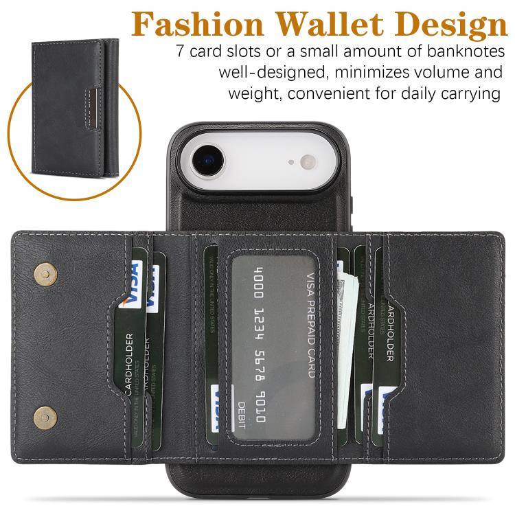 For iPhone Air Kalebol Strong Magnetic MagSafe Tri-Fold Wallet Leather Phone Case