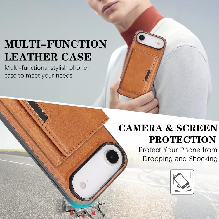 For iPhone Air Kalebol Strong Magnetic MagSafe Tri-Fold Wallet Leather Phone Case