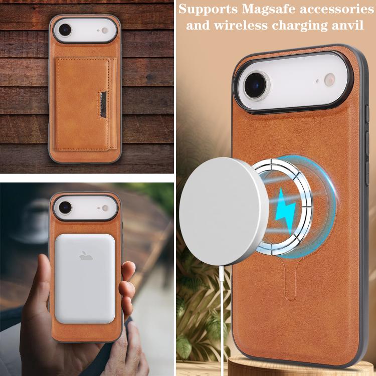 For iPhone Air Kalebol Strong Magnetic MagSafe Tri-Fold Wallet Leather Phone Case
