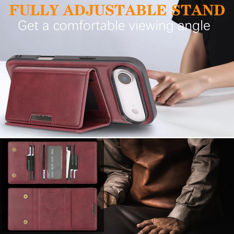 For iPhone Air Kalebol Strong Magnetic MagSafe Tri-Fold Wallet Leather Phone Case