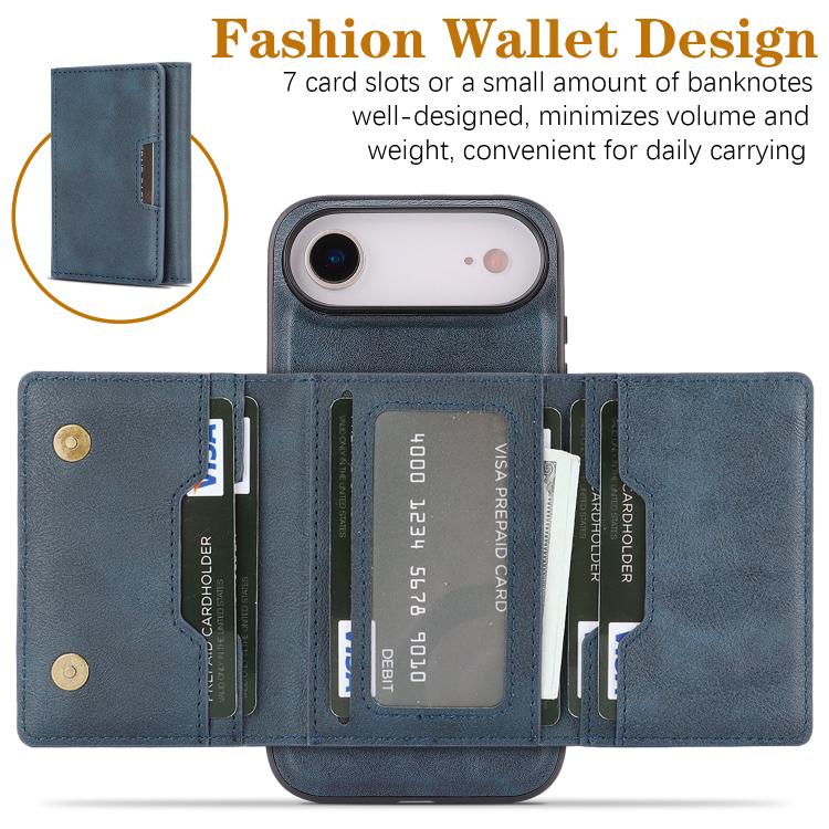 For iPhone Air Kalebol Strong Magnetic MagSafe Tri-Fold Wallet Leather Phone Case
