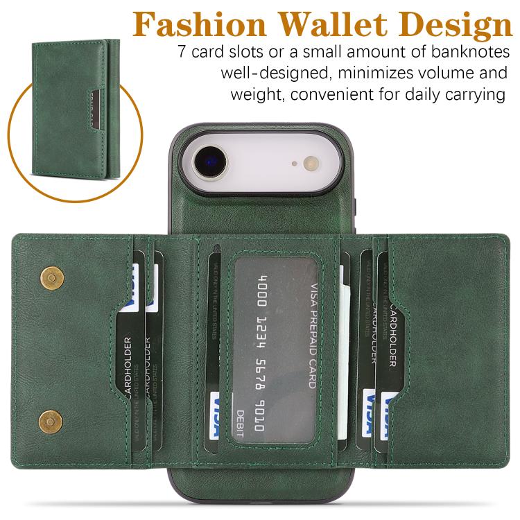 For iPhone Air Kalebol Strong Magnetic MagSafe Tri-Fold Wallet Leather Phone Case