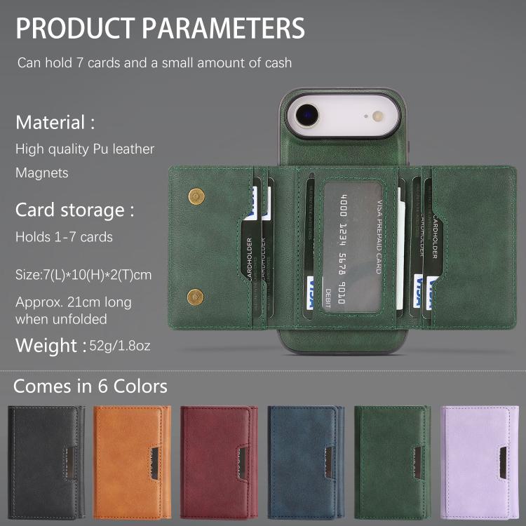 For iPhone Air Kalebol Strong Magnetic MagSafe Tri-Fold Wallet Leather Phone Case