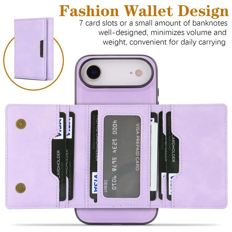 For iPhone Air Kalebol Strong Magnetic MagSafe Tri-Fold Wallet Leather Phone Case