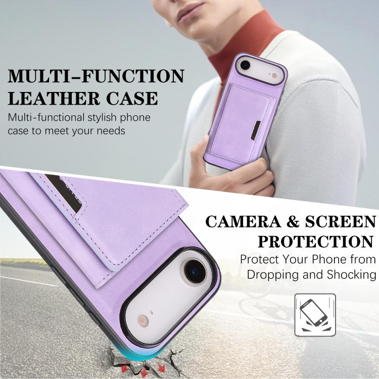 For iPhone Air Kalebol Strong Magnetic MagSafe Tri-Fold Wallet Leather Phone Case