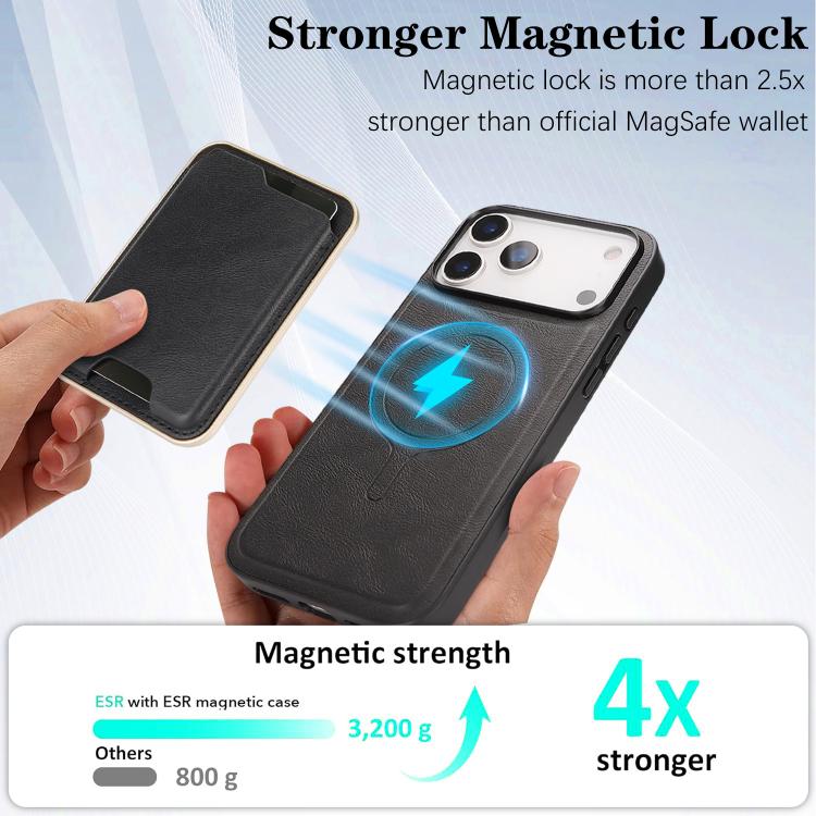For iPhone 17 Pro Max Kalebol Slim MagSafe Ring Magnetic Card Bag Leather Phone Case