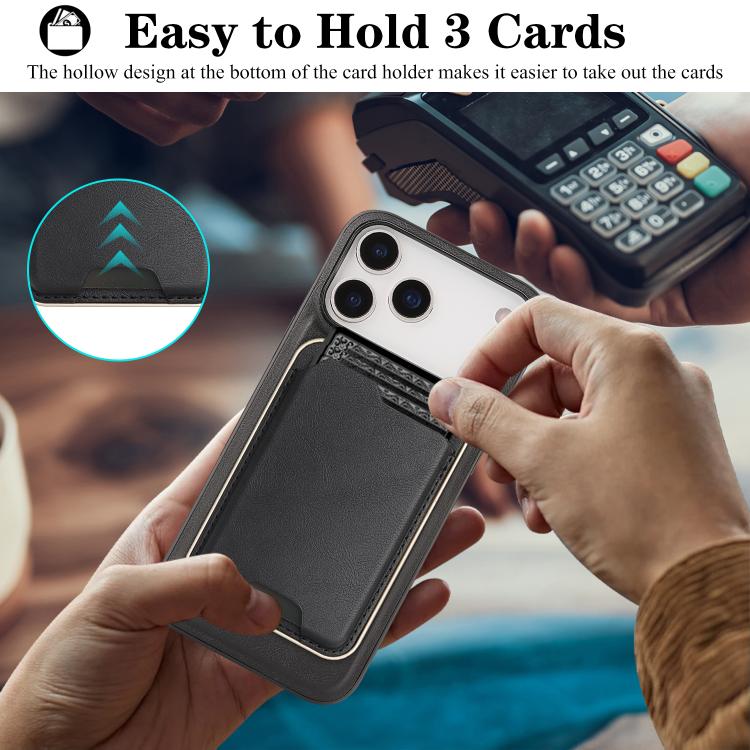 For iPhone 17 Pro Max Kalebol Slim MagSafe Ring Magnetic Card Bag Leather Phone Case
