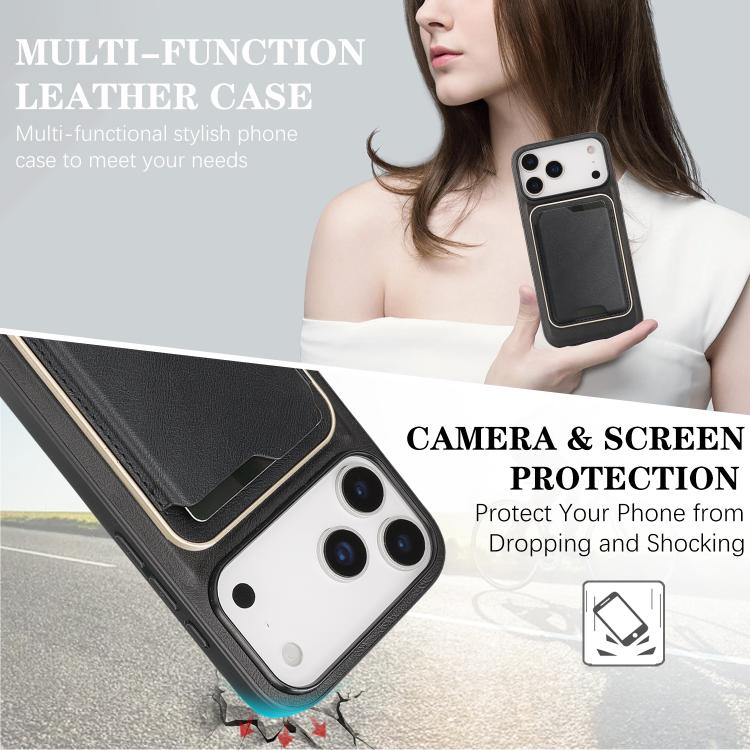 For iPhone 17 Pro Max Kalebol Slim MagSafe Ring Magnetic Card Bag Leather Phone Case
