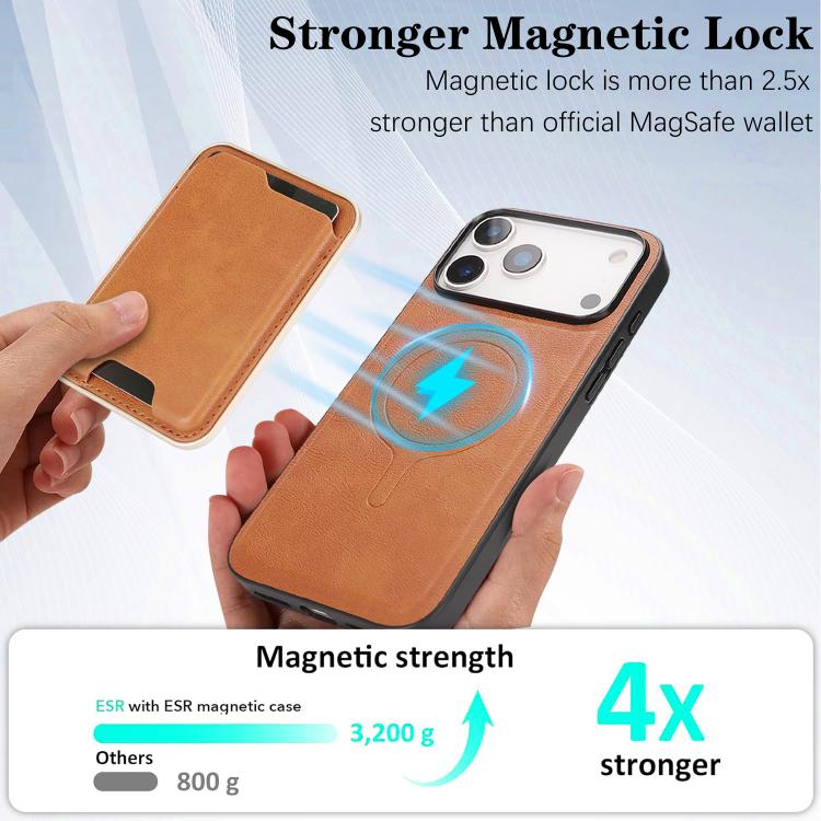 For iPhone 17 Pro Max Kalebol Slim MagSafe Ring Magnetic Card Bag Leather Phone Case