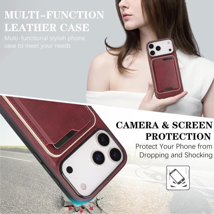 For iPhone 17 Pro Max Kalebol Slim MagSafe Ring Magnetic Card Bag Leather Phone Case