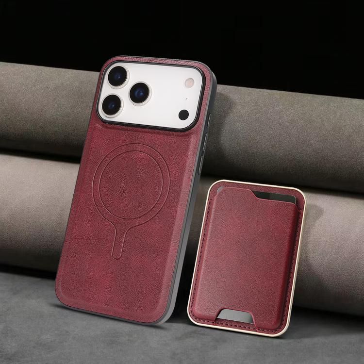 For iPhone 17 Pro Max Kalebol Slim MagSafe Ring Magnetic Card Bag Leather Phone Case