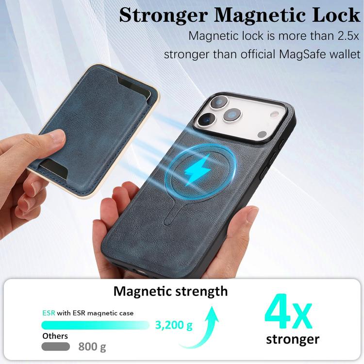 For iPhone 17 Pro Max Kalebol Slim MagSafe Ring Magnetic Card Bag Leather Phone Case