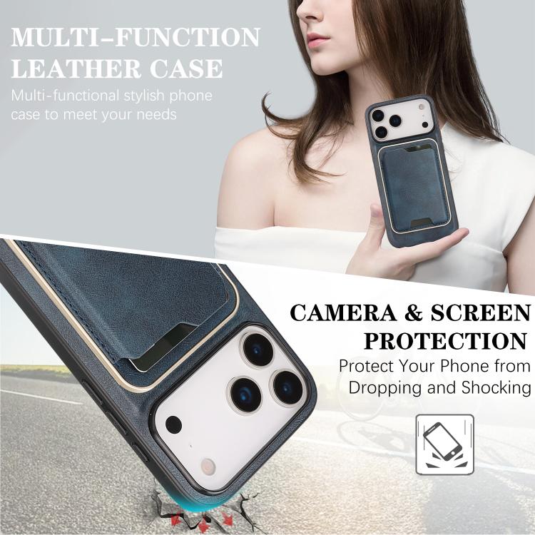 For iPhone 17 Pro Max Kalebol Slim MagSafe Ring Magnetic Card Bag Leather Phone Case