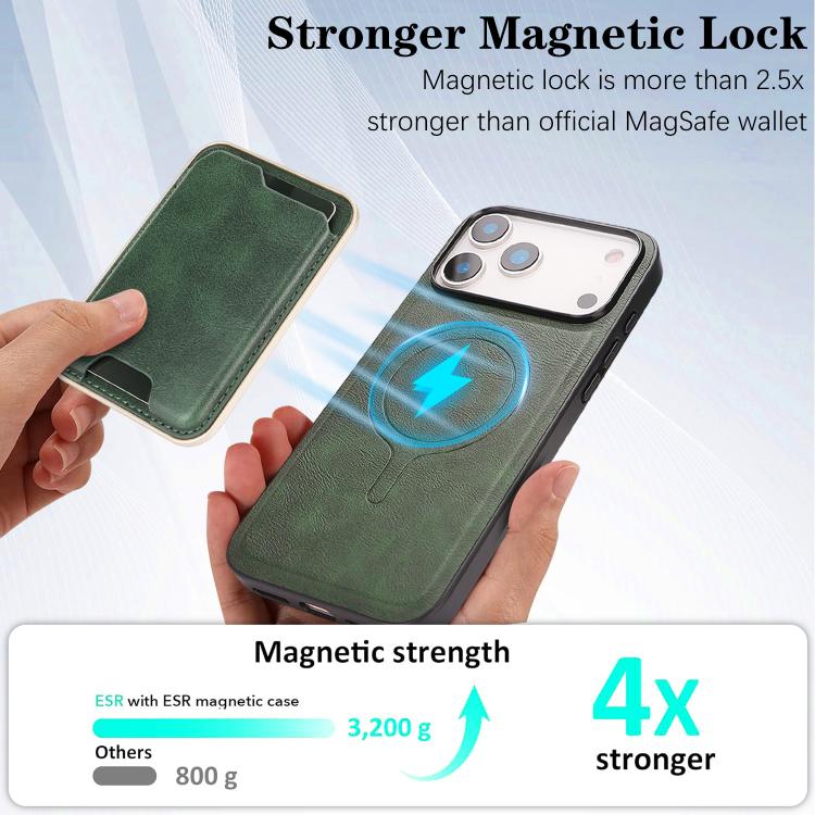 For iPhone 17 Pro Max Kalebol Slim MagSafe Ring Magnetic Card Bag Leather Phone Case