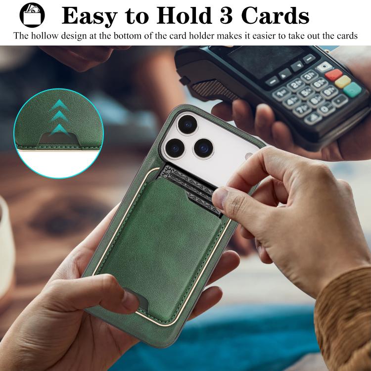 For iPhone 17 Pro Max Kalebol Slim MagSafe Ring Magnetic Card Bag Leather Phone Case