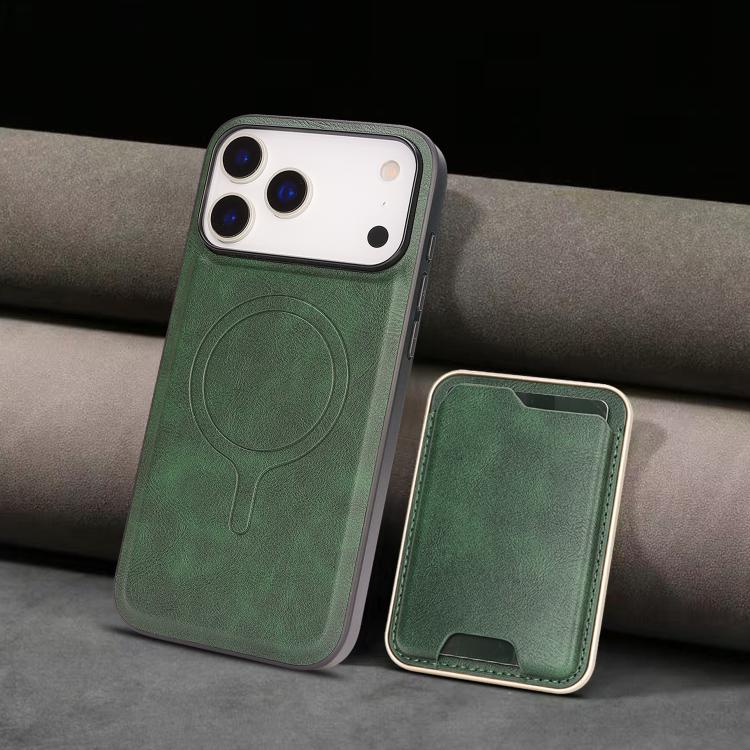 For iPhone 17 Pro Max Kalebol Slim MagSafe Ring Magnetic Card Bag Leather Phone Case