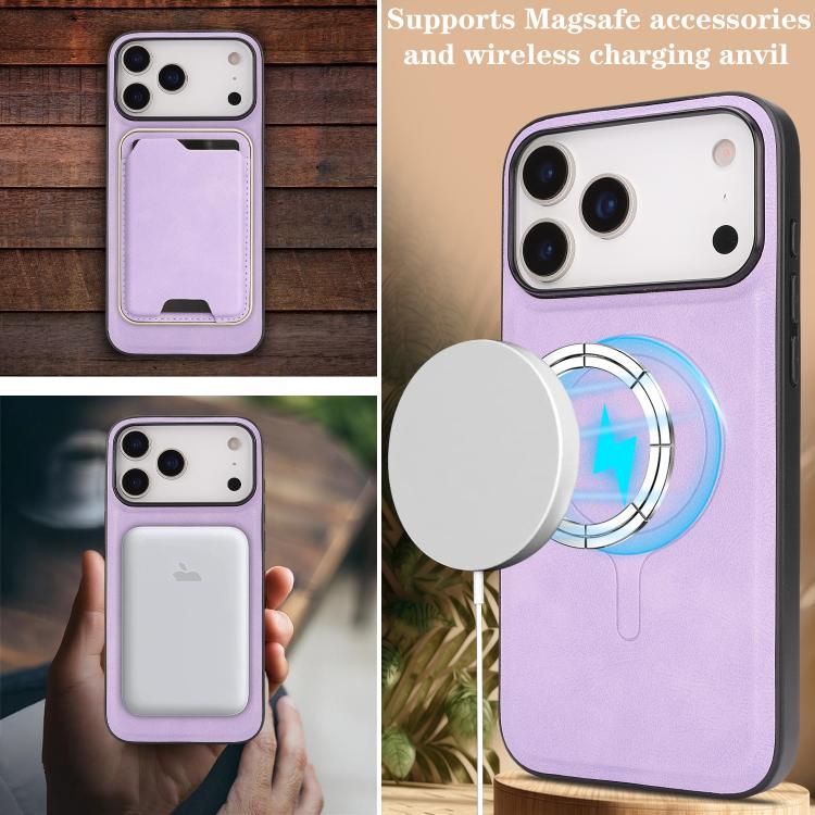 For iPhone 17 Pro Max Kalebol Slim MagSafe Ring Magnetic Card Bag Leather Phone Case