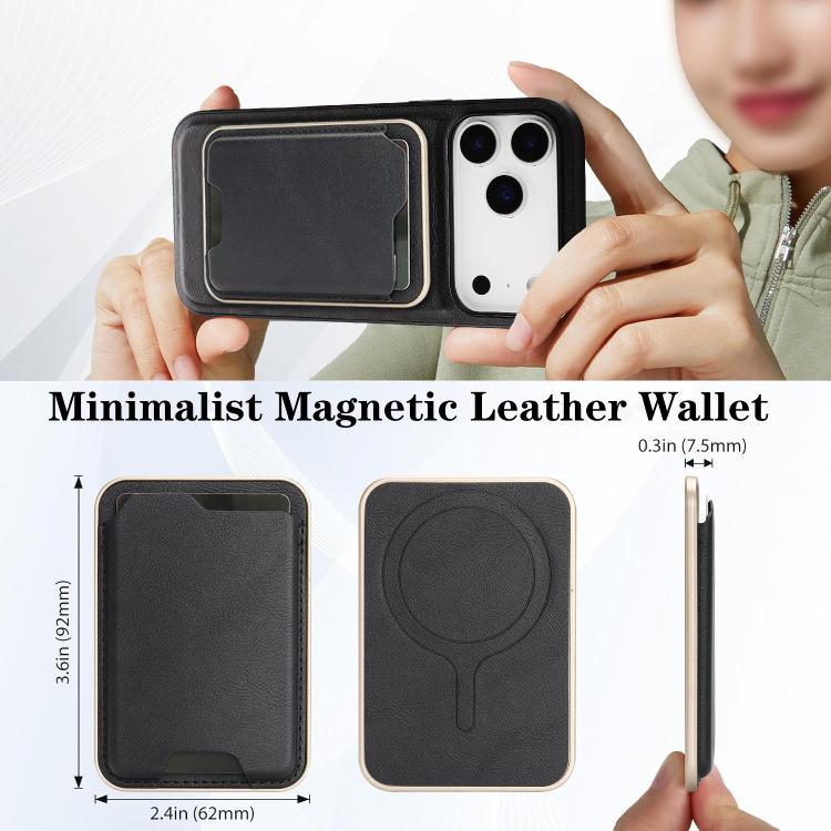For iPhone 17 Pro Kalebol Slim MagSafe Ring Magnetic Card Bag Leather Phone Case
