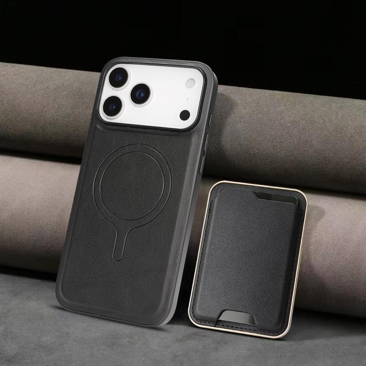 For iPhone 17 Pro Kalebol Slim MagSafe Ring Magnetic Card Bag Leather Phone Case