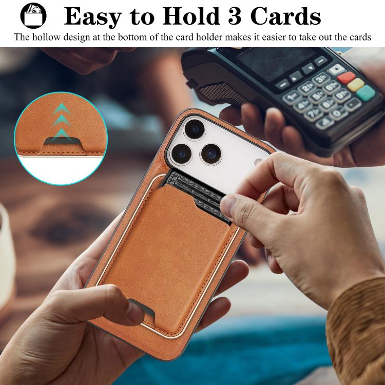 For iPhone 17 Pro Kalebol Slim MagSafe Ring Magnetic Card Bag Leather Phone Case