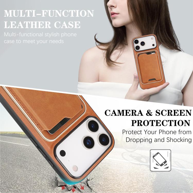 For iPhone 17 Pro Kalebol Slim MagSafe Ring Magnetic Card Bag Leather Phone Case