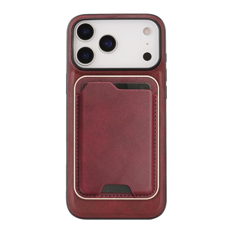 For iPhone 17 Pro Kalebol Slim MagSafe Ring Magnetic Card Bag Leather Phone Case