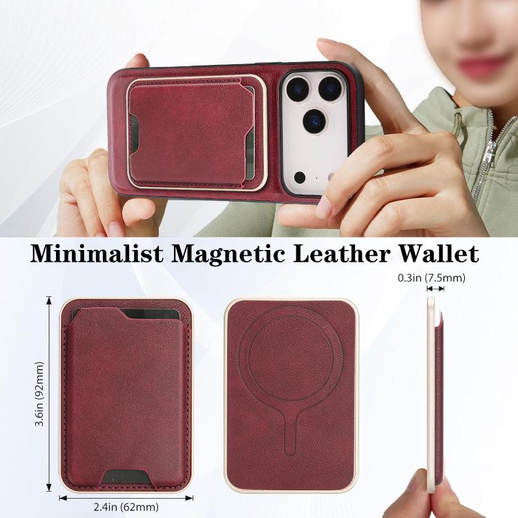 For iPhone 17 Pro Kalebol Slim MagSafe Ring Magnetic Card Bag Leather Phone Case