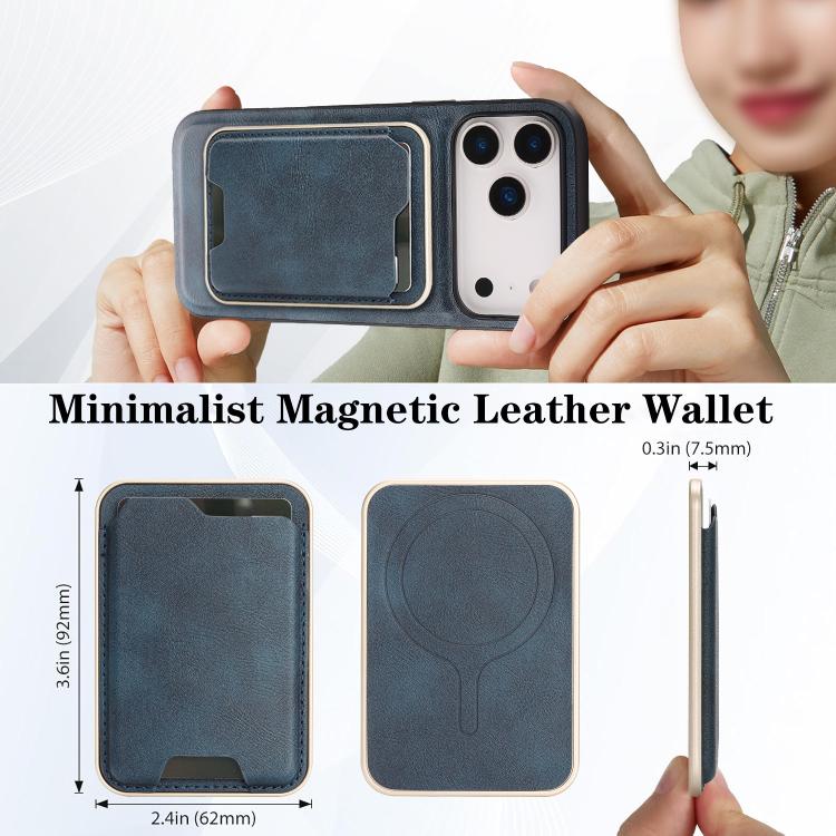 For iPhone 17 Pro Kalebol Slim MagSafe Ring Magnetic Card Bag Leather Phone Case