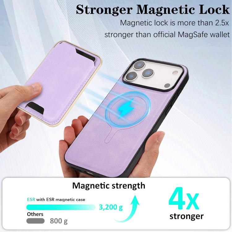 For iPhone 17 Pro Kalebol Slim MagSafe Ring Magnetic Card Bag Leather Phone Case
