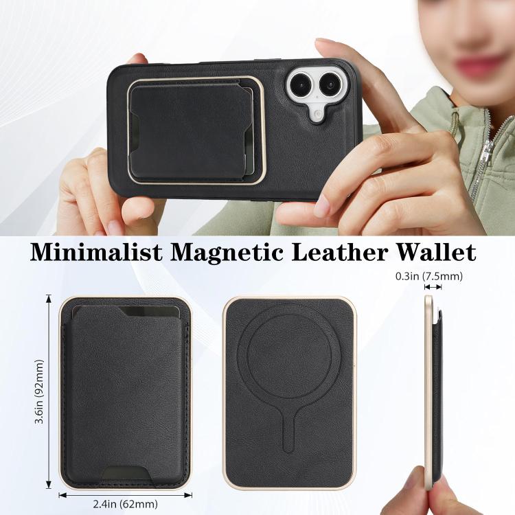 For iPhone 17 Kalebol Slim MagSafe Ring Magnetic Card Bag Leather Phone Case