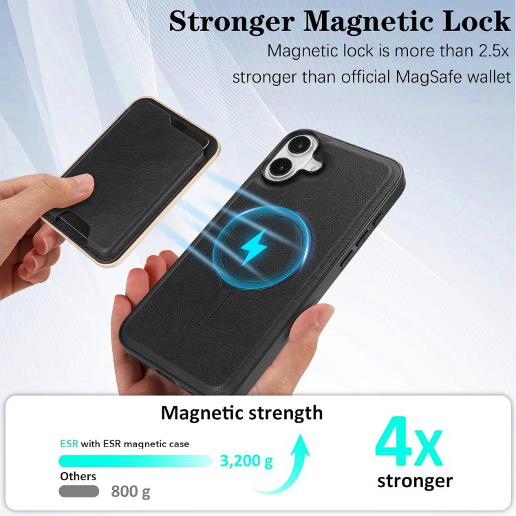 For iPhone 17 Kalebol Slim MagSafe Ring Magnetic Card Bag Leather Phone Case