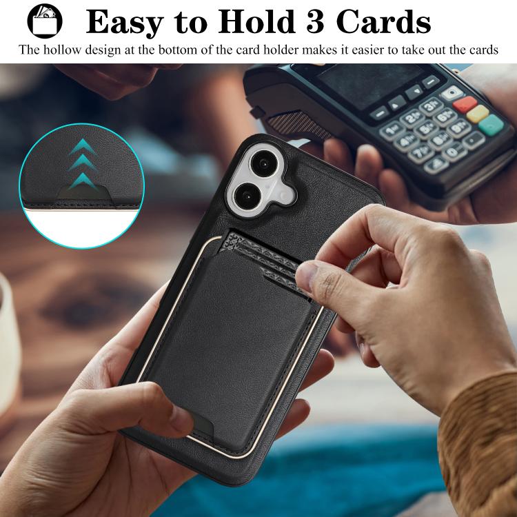 For iPhone 17 Kalebol Slim MagSafe Ring Magnetic Card Bag Leather Phone Case