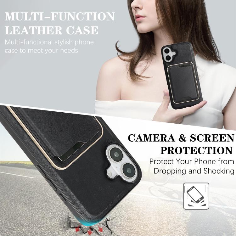 For iPhone 17 Kalebol Slim MagSafe Ring Magnetic Card Bag Leather Phone Case