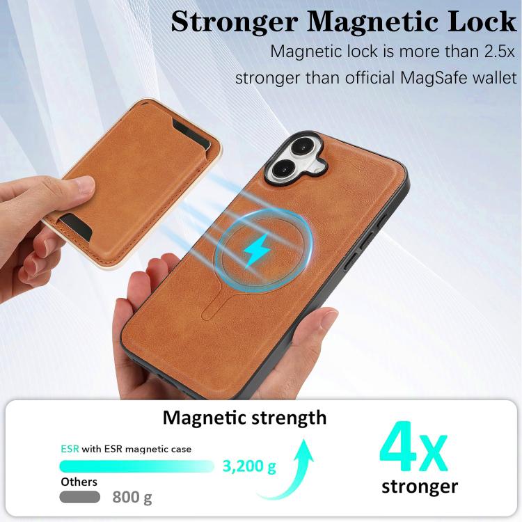 For iPhone 17 Kalebol Slim MagSafe Ring Magnetic Card Bag Leather Phone Case