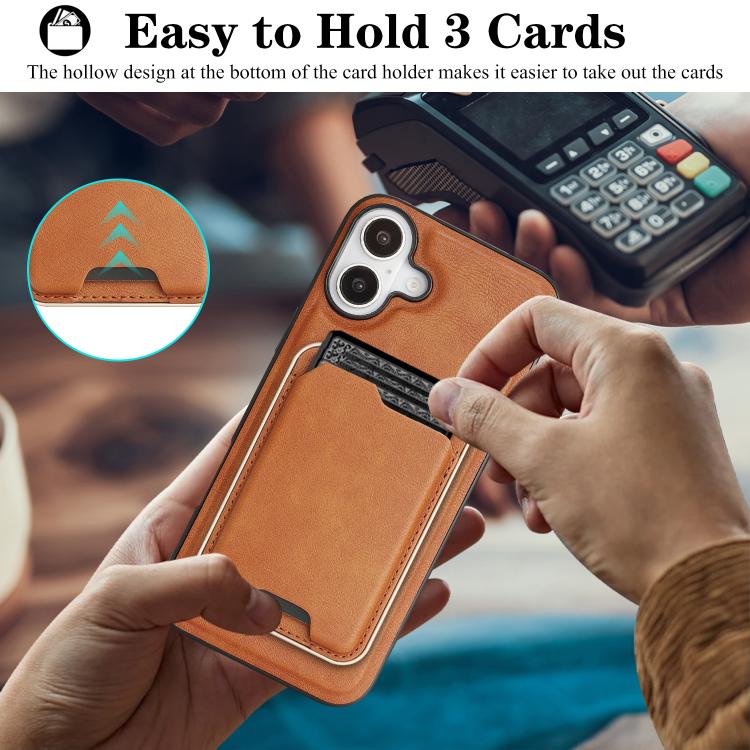 For iPhone 17 Kalebol Slim MagSafe Ring Magnetic Card Bag Leather Phone Case