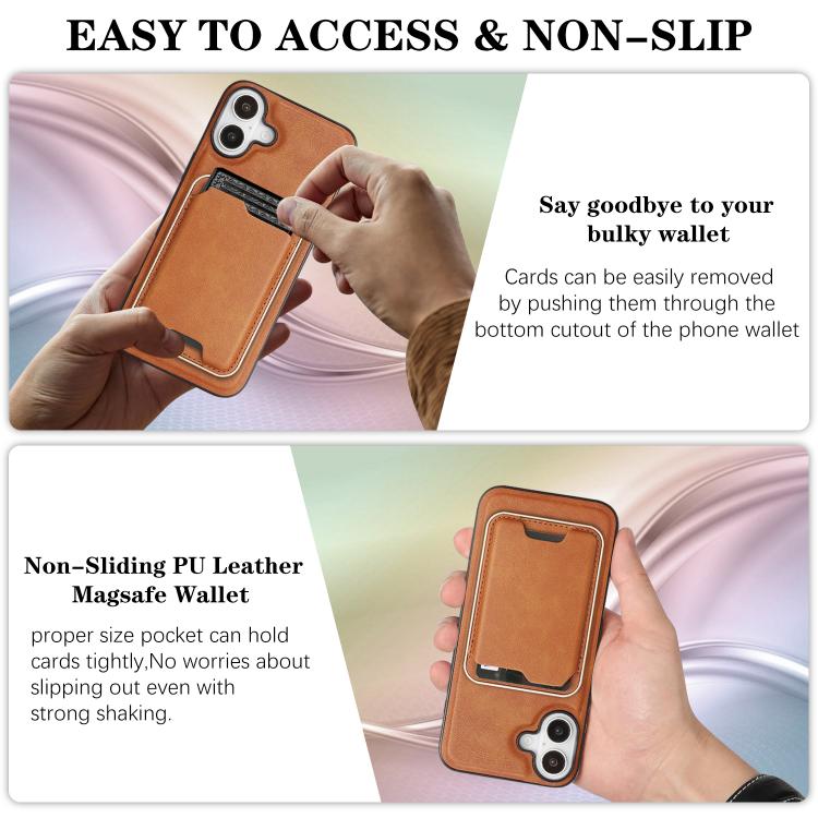 For iPhone 17 Kalebol Slim MagSafe Ring Magnetic Card Bag Leather Phone Case