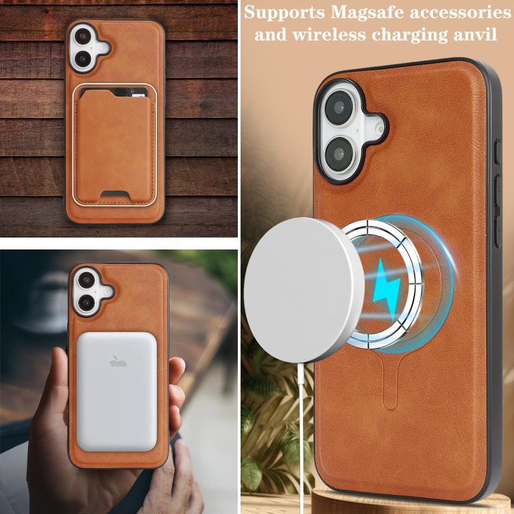 For iPhone 17 Kalebol Slim MagSafe Ring Magnetic Card Bag Leather Phone Case