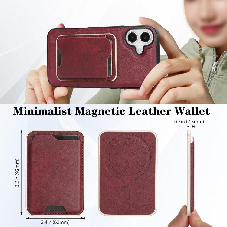 For iPhone 17 Kalebol Slim MagSafe Ring Magnetic Card Bag Leather Phone Case