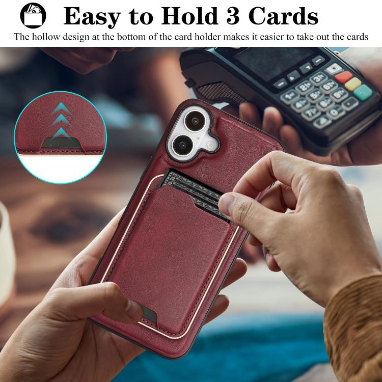 For iPhone 17 Kalebol Slim MagSafe Ring Magnetic Card Bag Leather Phone Case