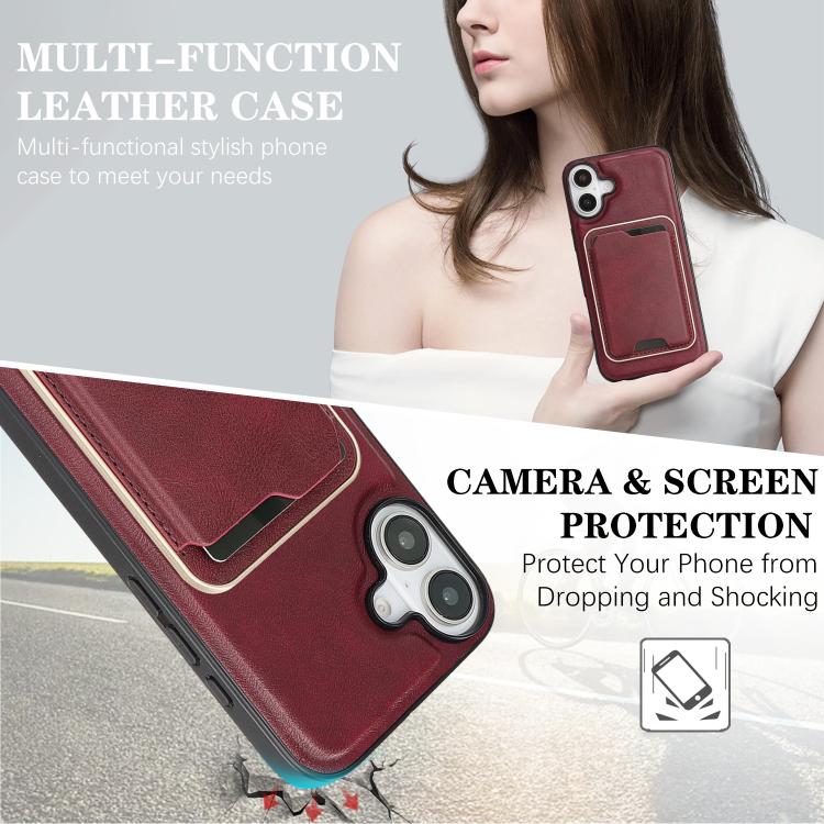 For iPhone 17 Kalebol Slim MagSafe Ring Magnetic Card Bag Leather Phone Case