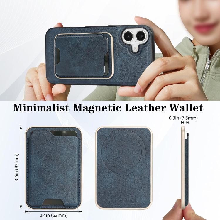 For iPhone 17 Kalebol Slim MagSafe Ring Magnetic Card Bag Leather Phone Case
