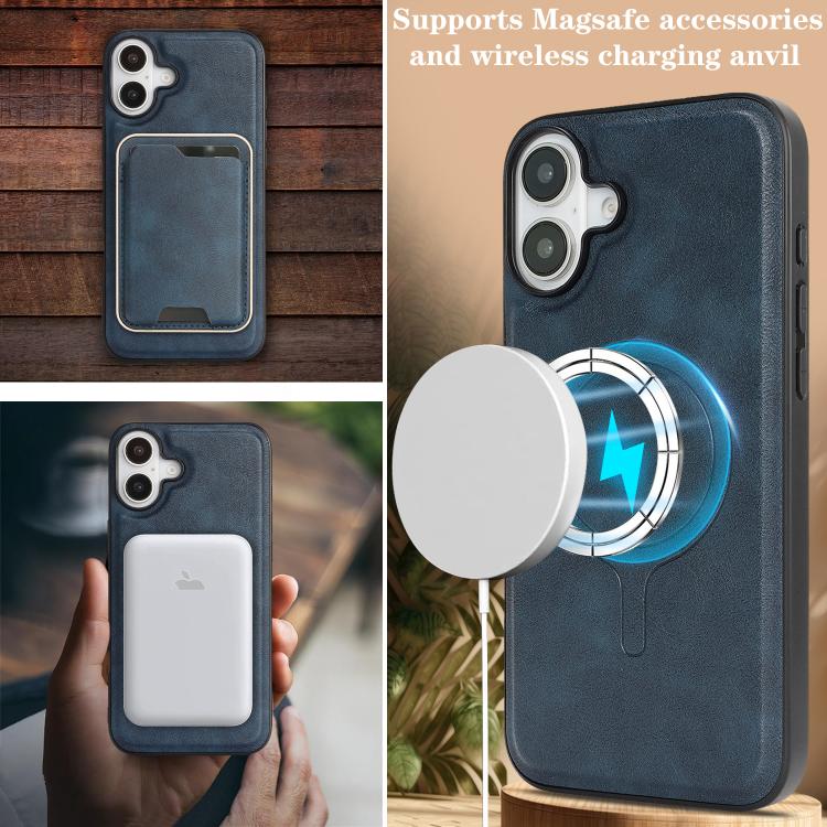 For iPhone 17 Kalebol Slim MagSafe Ring Magnetic Card Bag Leather Phone Case
