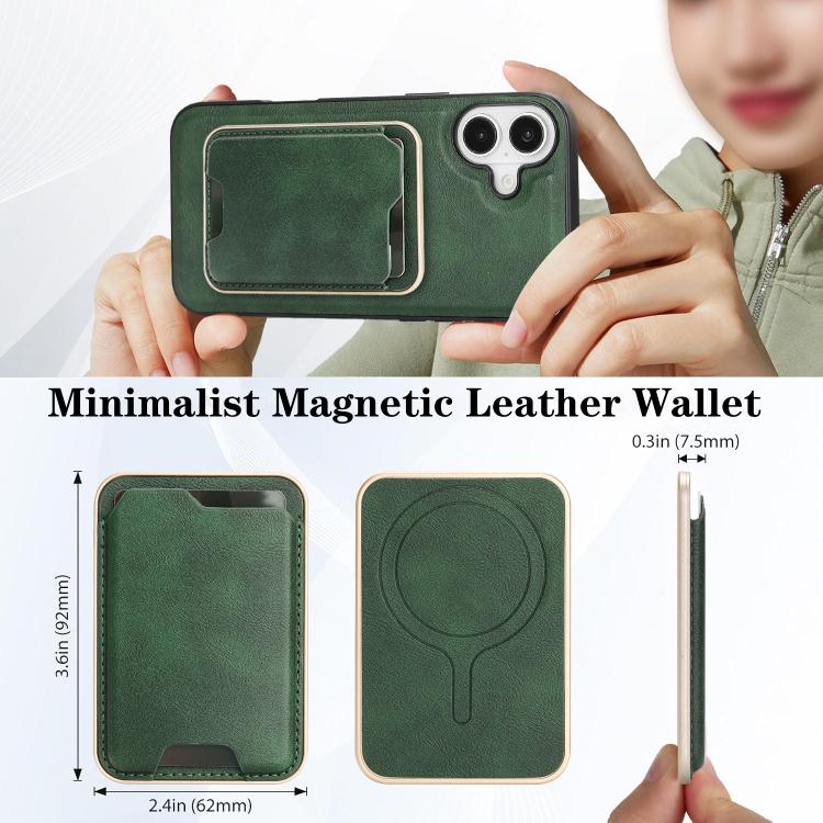 For iPhone 17 Kalebol Slim MagSafe Ring Magnetic Card Bag Leather Phone Case