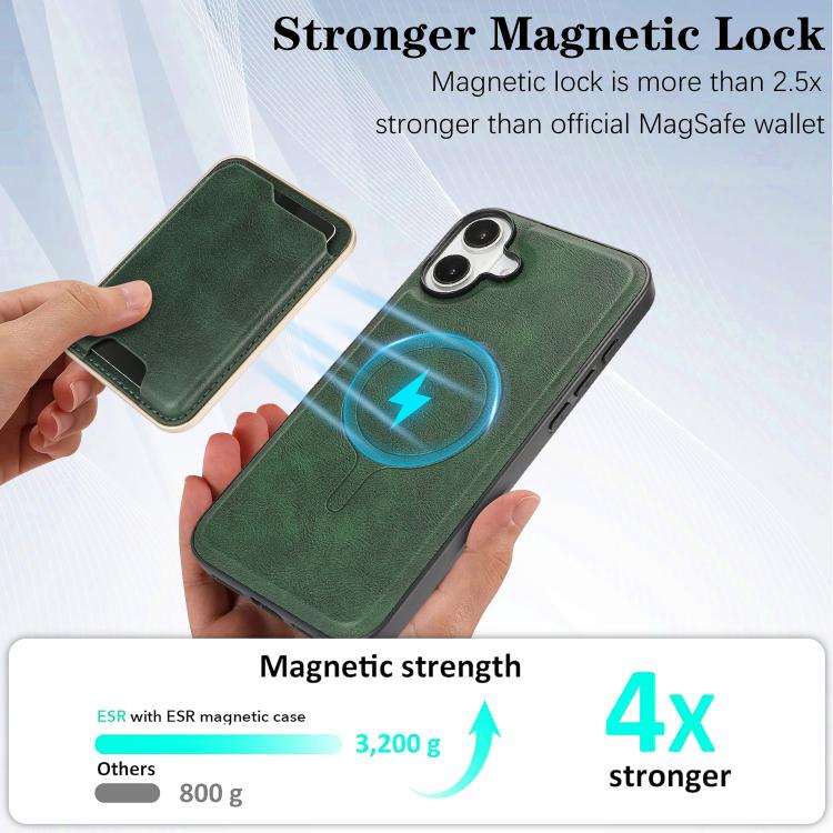 For iPhone 17 Kalebol Slim MagSafe Ring Magnetic Card Bag Leather Phone Case